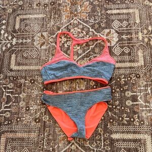 lululemon athletica Heather Gray and Coral Two-Piece Swim Bikini
